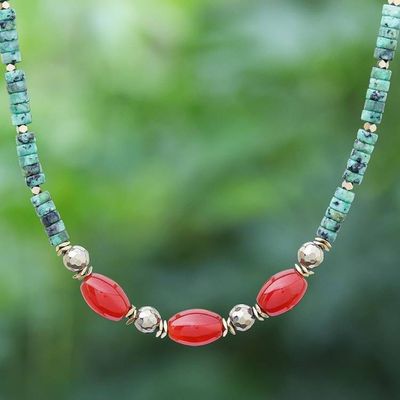 Alternate image for Gold-Accented Hematite and Carnelian Beaded Necklace Away We Go