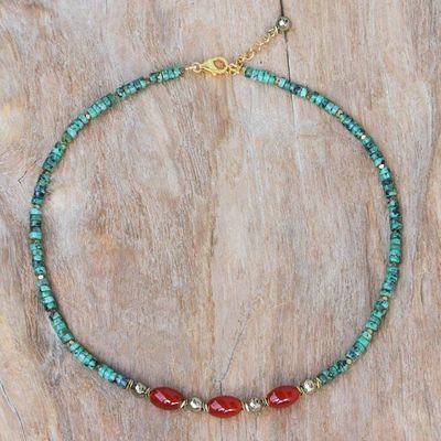 Alternate image for Gold-Accented Hematite and Carnelian Beaded Necklace Away We Go