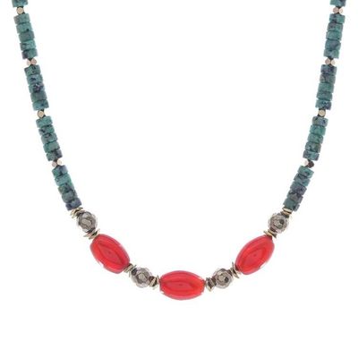 Alternate image for Gold-Accented Hematite and Carnelian Beaded Necklace Away We Go