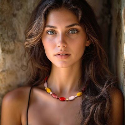 Alternate image for Colorful Quartz Cultured Pearl and Glass Beaded Necklace Spring Tangerine