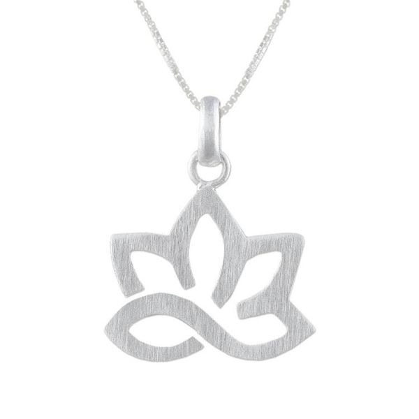 Alternate image for Lotus Flower Sterling Silver Pendant Necklace from Thailand Gorgeous Lotus