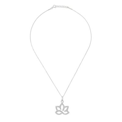 Alternate image for Lotus Flower Sterling Silver Pendant Necklace from Thailand Gorgeous Lotus