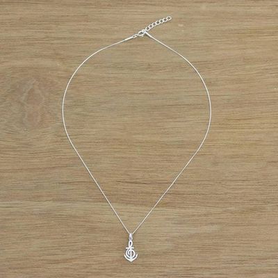 Alternate image for Music-Themed Sterling Silver Pendant Necklace from Thailand Musical Anchor