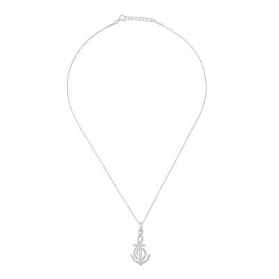 Alternate image for Music-Themed Sterling Silver Pendant Necklace from Thailand Musical Anchor