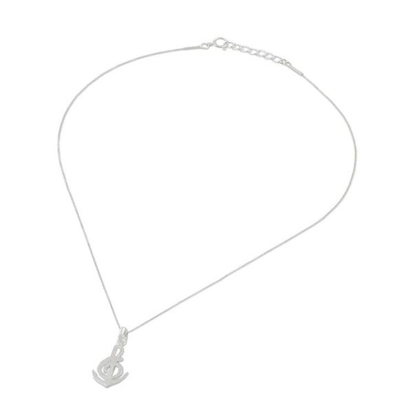 Alternate image for Music-Themed Sterling Silver Pendant Necklace from Thailand Musical Anchor
