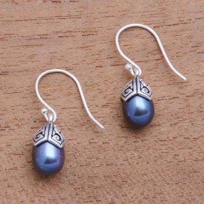 Alternate image for Cultured Pearl Dangle Earrings in Peacock from Bali Mermaid Teardrops in Peacock