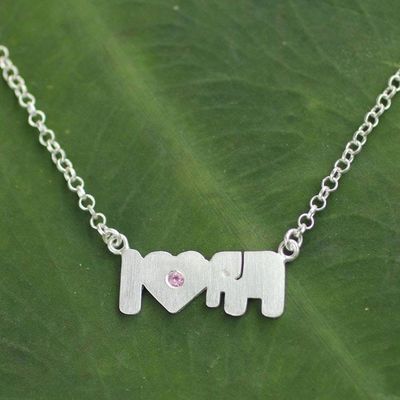 Alternate image for Tourmaline pendant necklace I Love Elephants