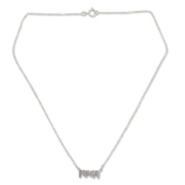 Alternate image for Tourmaline pendant necklace I Love Elephants