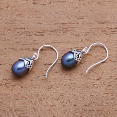 Alternate image for Cultured Pearl Dangle Earrings in Peacock from Bali Mermaid Teardrops in Peacock