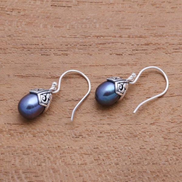 Alternate image for Cultured Pearl Dangle Earrings in Peacock from Bali Mermaid Teardrops in Peacock