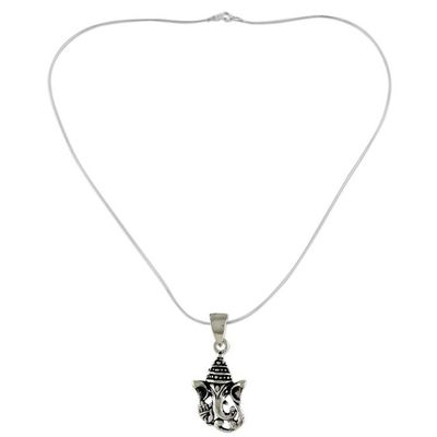 Alternate image for Sterling Silver Ganesha Pendant Necklace from Thailand Spirit of Ganesha