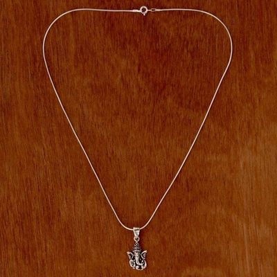 Alternate image for Sterling Silver Ganesha Pendant Necklace from Thailand Spirit of Ganesha