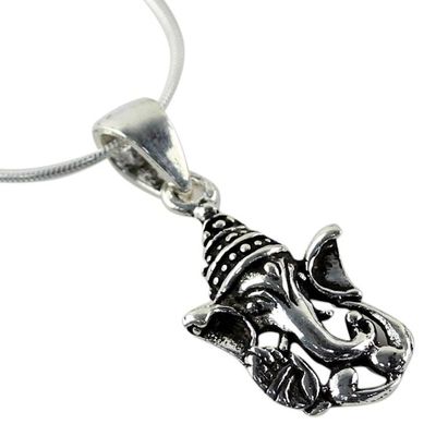 Alternate image for Sterling Silver Ganesha Pendant Necklace from Thailand Spirit of Ganesha