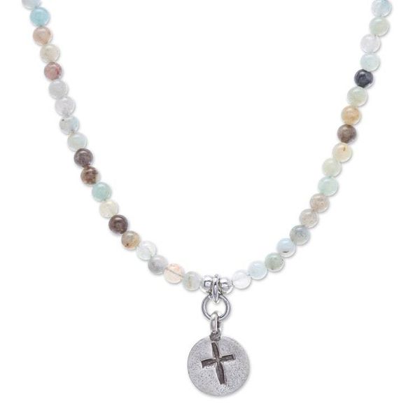 Alternate image for Multicolored Quartz Cross Pendant Choker from Thailand Chiang Mai Cross