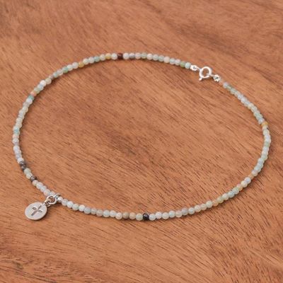 Alternate image for Multicolored Quartz Cross Pendant Choker from Thailand Chiang Mai Cross