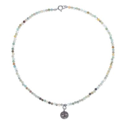 Alternate image for Multicolored Quartz Cross Pendant Choker from Thailand Chiang Mai Cross
