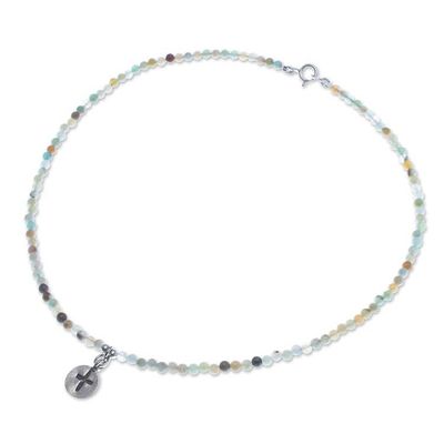 Alternate image for Multicolored Quartz Cross Pendant Choker from Thailand Chiang Mai Cross
