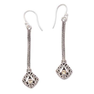 Alternate image for Citrine and Sterling Silver Naga Chain Dangle Earrings Elegant Grandeur