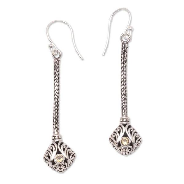 Alternate image for Citrine and Sterling Silver Naga Chain Dangle Earrings Elegant Grandeur