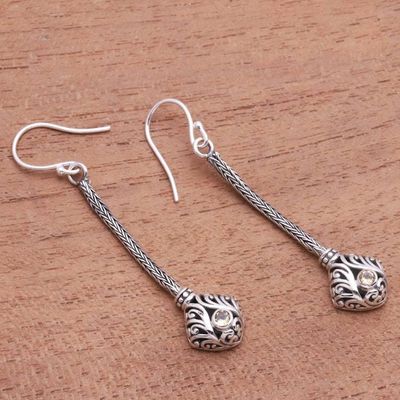 Alternate image for Citrine and Sterling Silver Naga Chain Dangle Earrings Elegant Grandeur