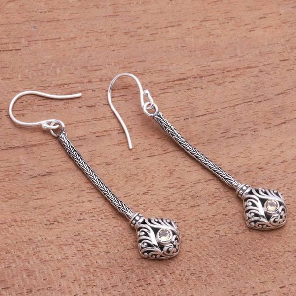 Alternate image for Citrine and Sterling Silver Naga Chain Dangle Earrings Elegant Grandeur