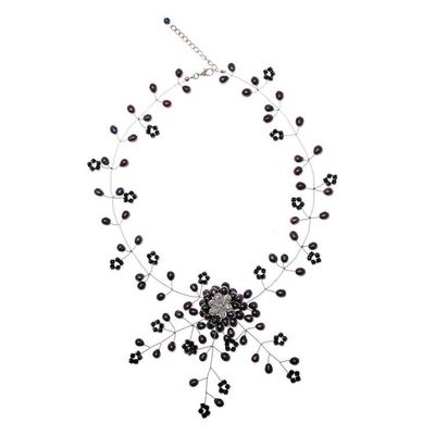 Alternate image for Cultured Pearl and Glass Beaded Choker Necklace Floral Fantasy