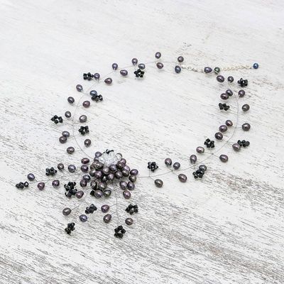 Alternate image for Cultured Pearl and Glass Beaded Choker Necklace Floral Fantasy