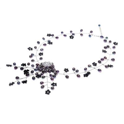 Alternate image for Cultured Pearl and Glass Beaded Choker Necklace Floral Fantasy