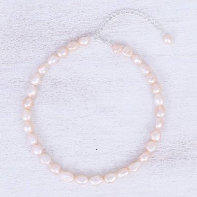 Alternate image for Cultured Freshwater Pearl and Sterling Silver Choker Mermaid Gem in Peach