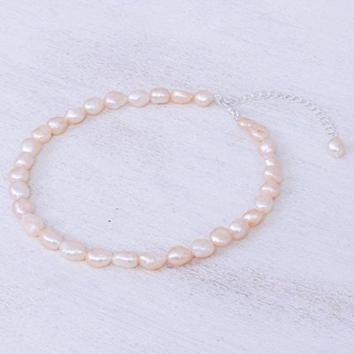 Alternate image for Cultured Freshwater Pearl and Sterling Silver Choker Mermaid Gem in Peach