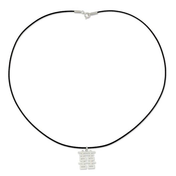 Alternate image for Fair Trade Sterling Silver Necklace for Men Jewelry Double Happiness