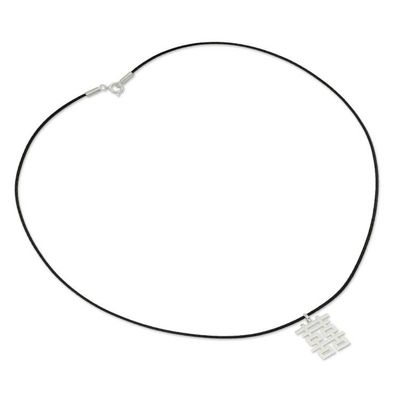 Alternate image for Fair Trade Sterling Silver Necklace for Men Jewelry Double Happiness