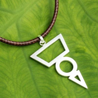 Alternate image for Fair Trade Sterling Silver Necklace for Men Jewelry Spearhead Geometry