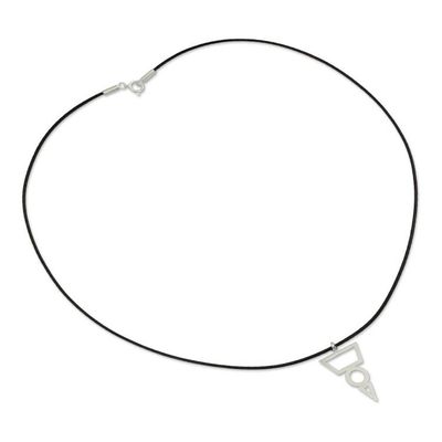 Alternate image for Fair Trade Sterling Silver Necklace for Men Jewelry Spearhead Geometry