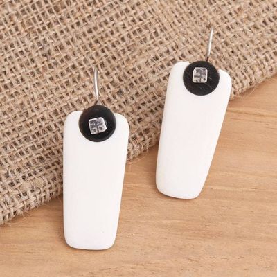 Primary image for Sterling Silver Bone and Horn Dangle Earrings Great White