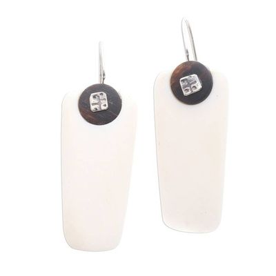 Alternate image for Sterling Silver Bone and Horn Dangle Earrings Great White