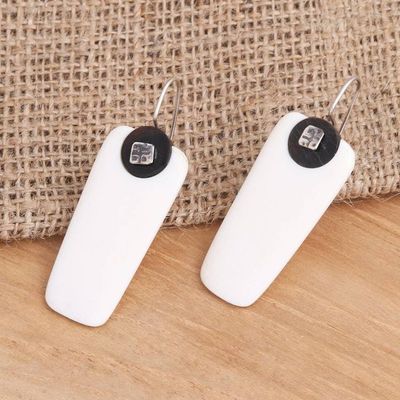 Alternate image for Sterling Silver Bone and Horn Dangle Earrings Great White