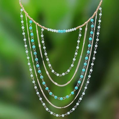 Primary image for Gold-Accented Calcite Beaded Strand Necklace from Thailand Cascade Dream