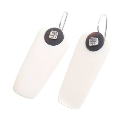 Alternate image for Sterling Silver Bone and Horn Dangle Earrings Great White