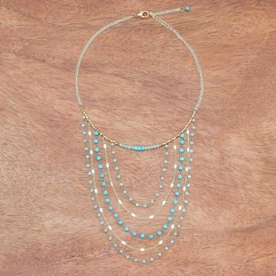 Alternate image for Gold-Accented Calcite Beaded Strand Necklace from Thailand Cascade Dream