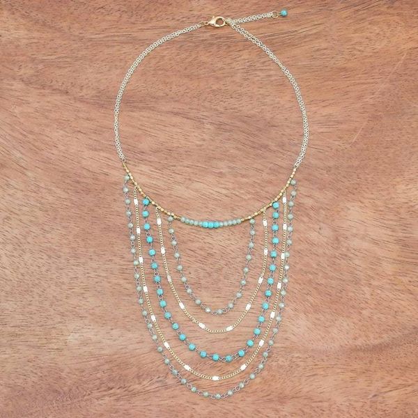 Alternate image for Gold-Accented Calcite Beaded Strand Necklace from Thailand Cascade Dream