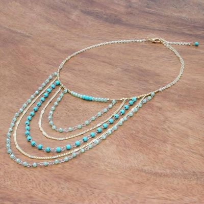 Alternate image for Gold-Accented Calcite Beaded Strand Necklace from Thailand Cascade Dream