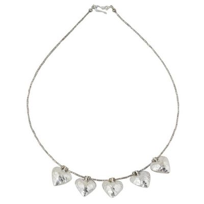 Alternate image for Heart Shaped 950 Silver Pendant Necklace Family of Five