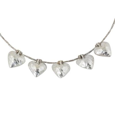 Alternate image for Heart Shaped 950 Silver Pendant Necklace Family of Five