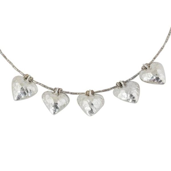 Alternate image for Heart Shaped 950 Silver Pendant Necklace Family of Five