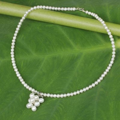 Primary image for Cultured White Pearl Grape Cluster Pendant Choker Exquisite Grapes