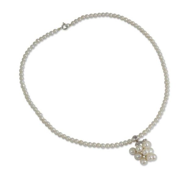 Alternate image for Cultured White Pearl Grape Cluster Pendant Choker Exquisite Grapes