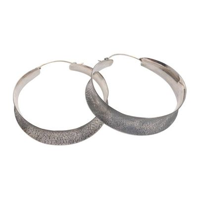 Alternate image for Sterling Silver Textured Hoop Earrings Infinite Loop