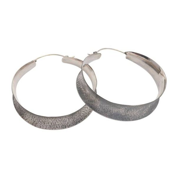Alternate image for Sterling Silver Textured Hoop Earrings Infinite Loop