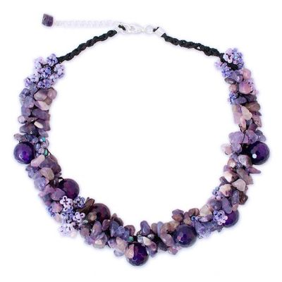 Alternate image for Handmade Amethyst Cluster Necklace Amethyst Gush